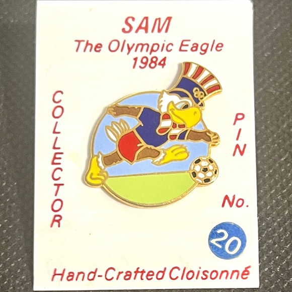 2 Vintage Olympic Memorabilia LA 1984 Sam Eagle Soccer Pins #20 - Picture 2 of 5